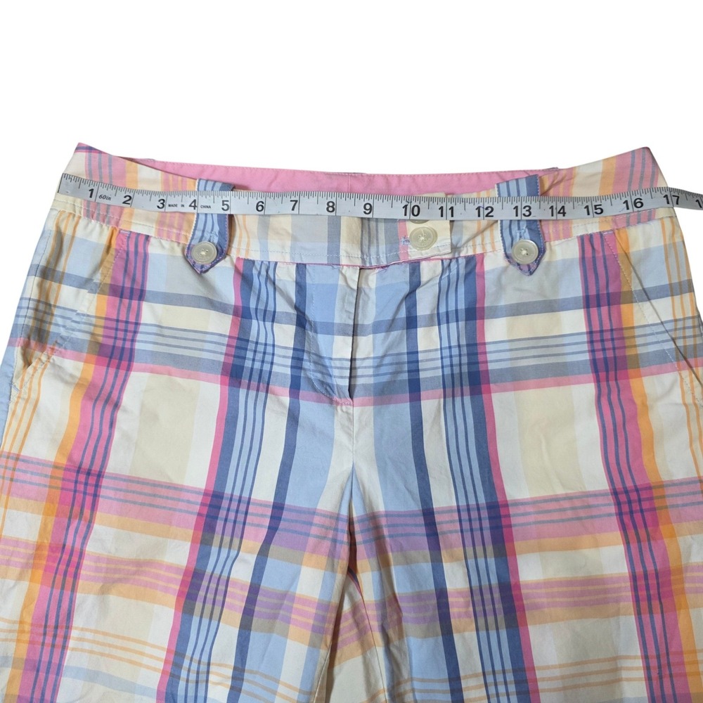 Tommy Hilfiger Women Plaid Bermuda Shorts Size 10 Pink Blue Yellow Beige Casual - Picture 6 of 9